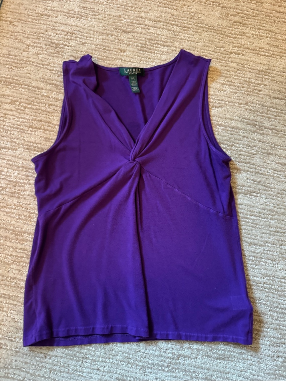 Ralph Lauren Purple Twist-Front Sleeveless Tank